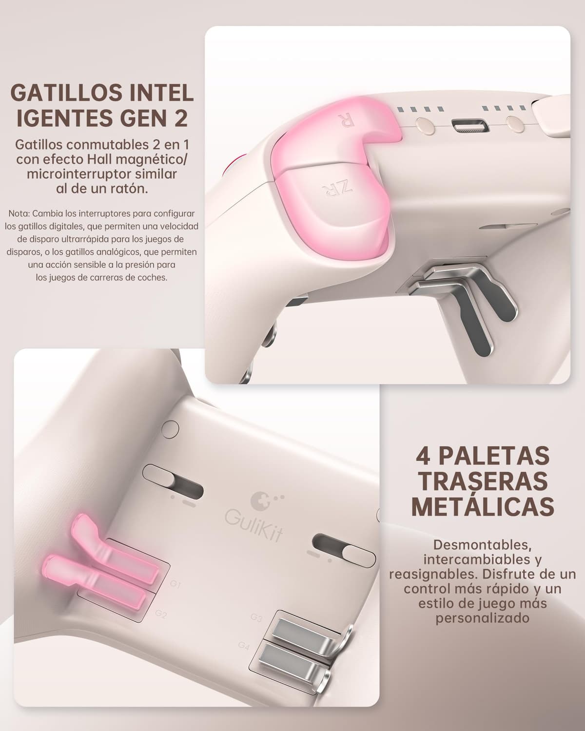 GuliKit TT Mando Inalámbrico para PC, Android, iOS, Switch 1/2, Joystick TMR, con Batería de 950 mAh, Función de Activación (Retro, TT PRO) — view 4