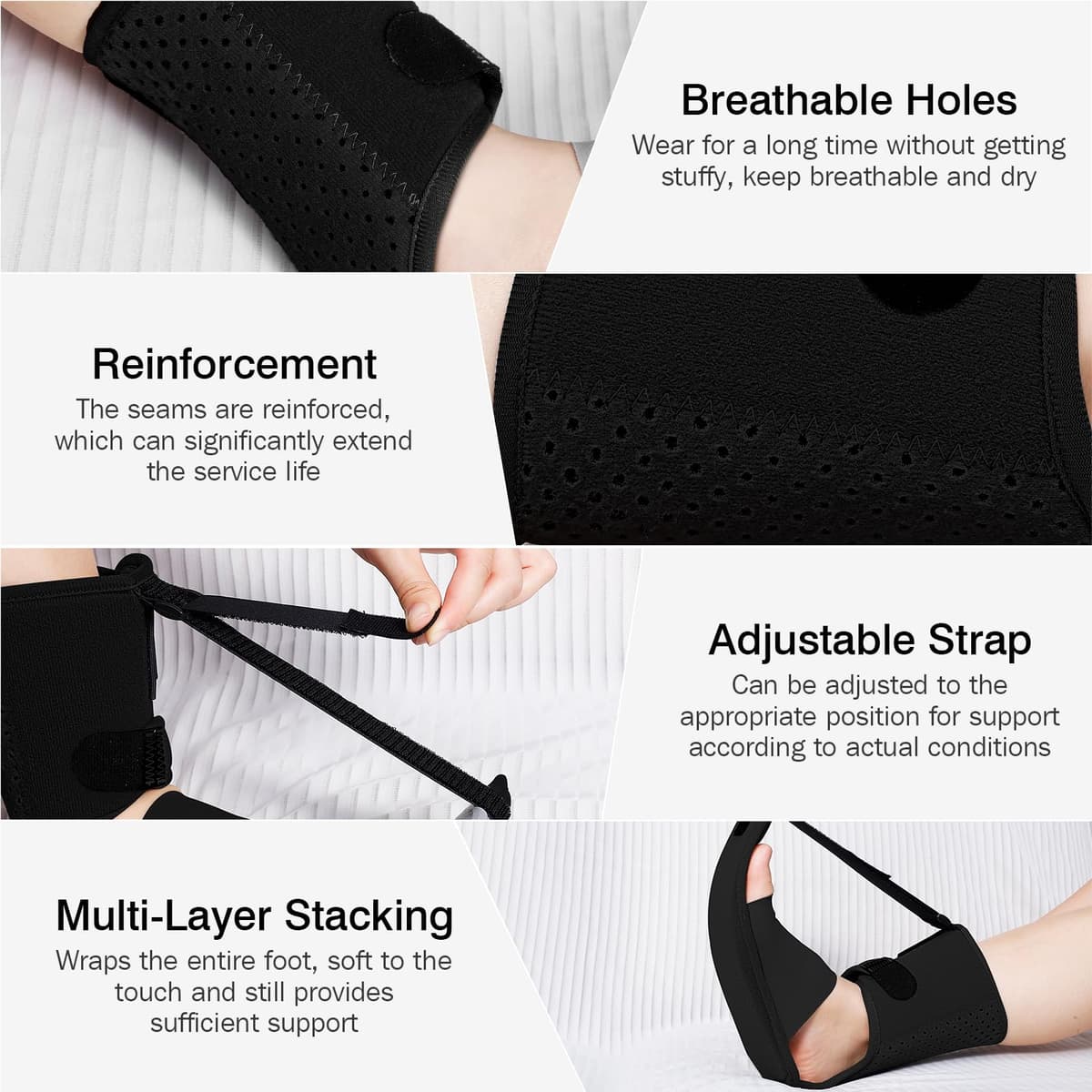 exhood Upgraded Plantar Fasciitis Night Splint, Adjustable Straps Plantar Fasciitis Relief, Supportive Foot Braces with Arch Cushion for Achilles Tendonitis, Foot Drop & Heel Spur Pain Relief Day — view 4