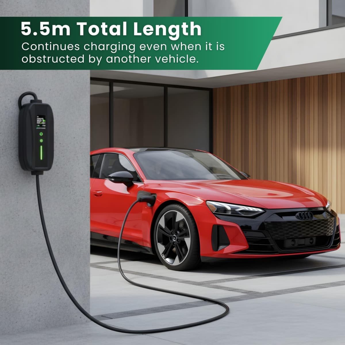 EV Charger 3 Pin Plug | Portable EV Charger Type 2, 3kW | Single Phase, Cabel, 6-13A | Electric Car Charger | Home Car Charger | Fast Charging, Compact, Travel-Friendly (3kW, 5,5 Meter) — view 5