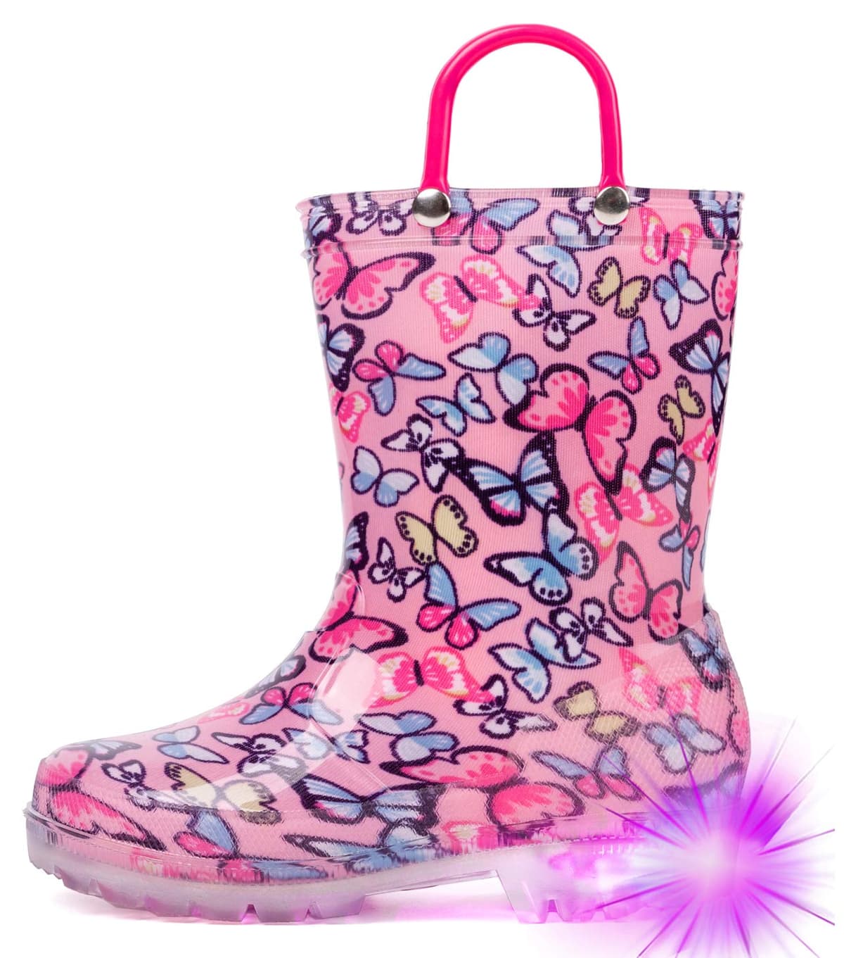 Hugrain Kids Adorable Light Up Wellies with Easy On Handles — view 22