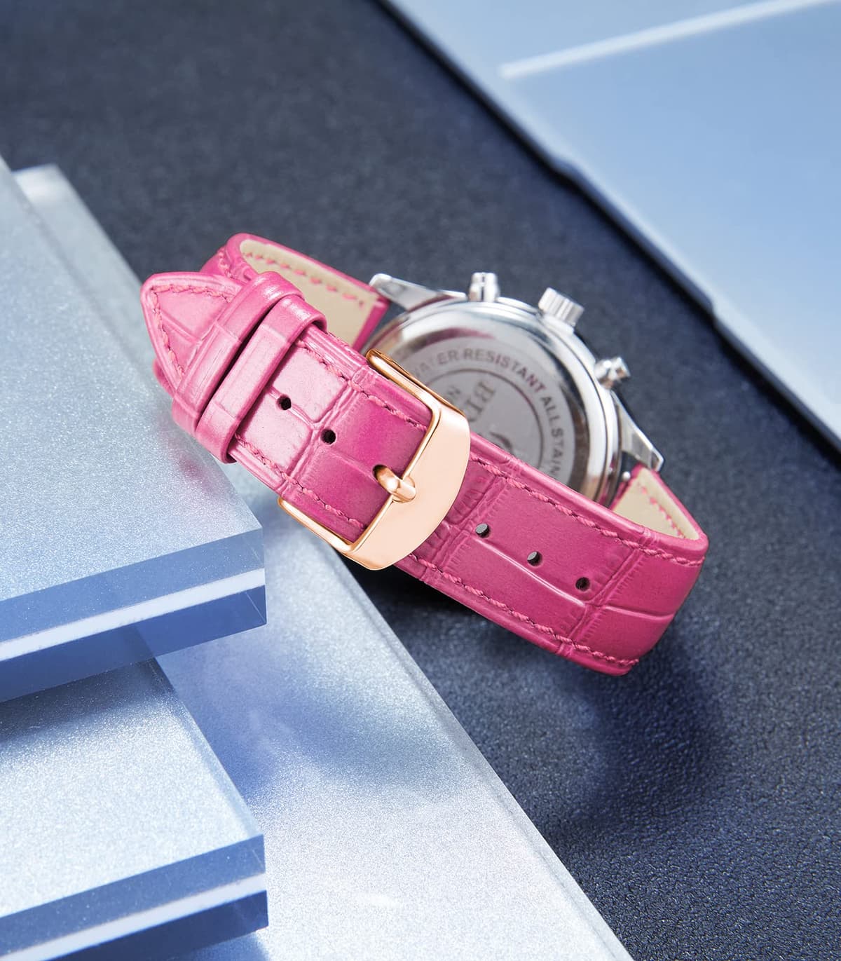 BINLUN Quick Release Leather Watch Straps Replacement Watch Bands Smart Watch Strap Crocodile Pattern in 10 Colors 13 Sizes with Silver/Gold/Rose-Gold Buckle for Men Women(10mm-24mm) — view 110