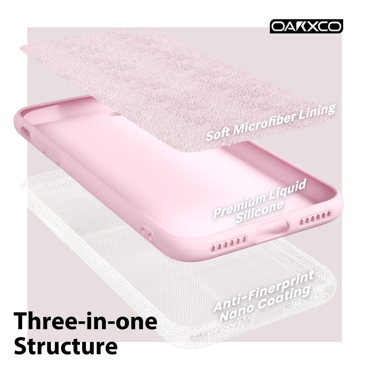 oakxco for iPhone 17 Pro Max Phone Case Liquid Silicone, Cute Thin Slim Grip Soft Rubber Gel for Women Men, Smooth Matte TPU Plain Solid Color Girly Simple Case with Camera Cover, Light Pink — view 977