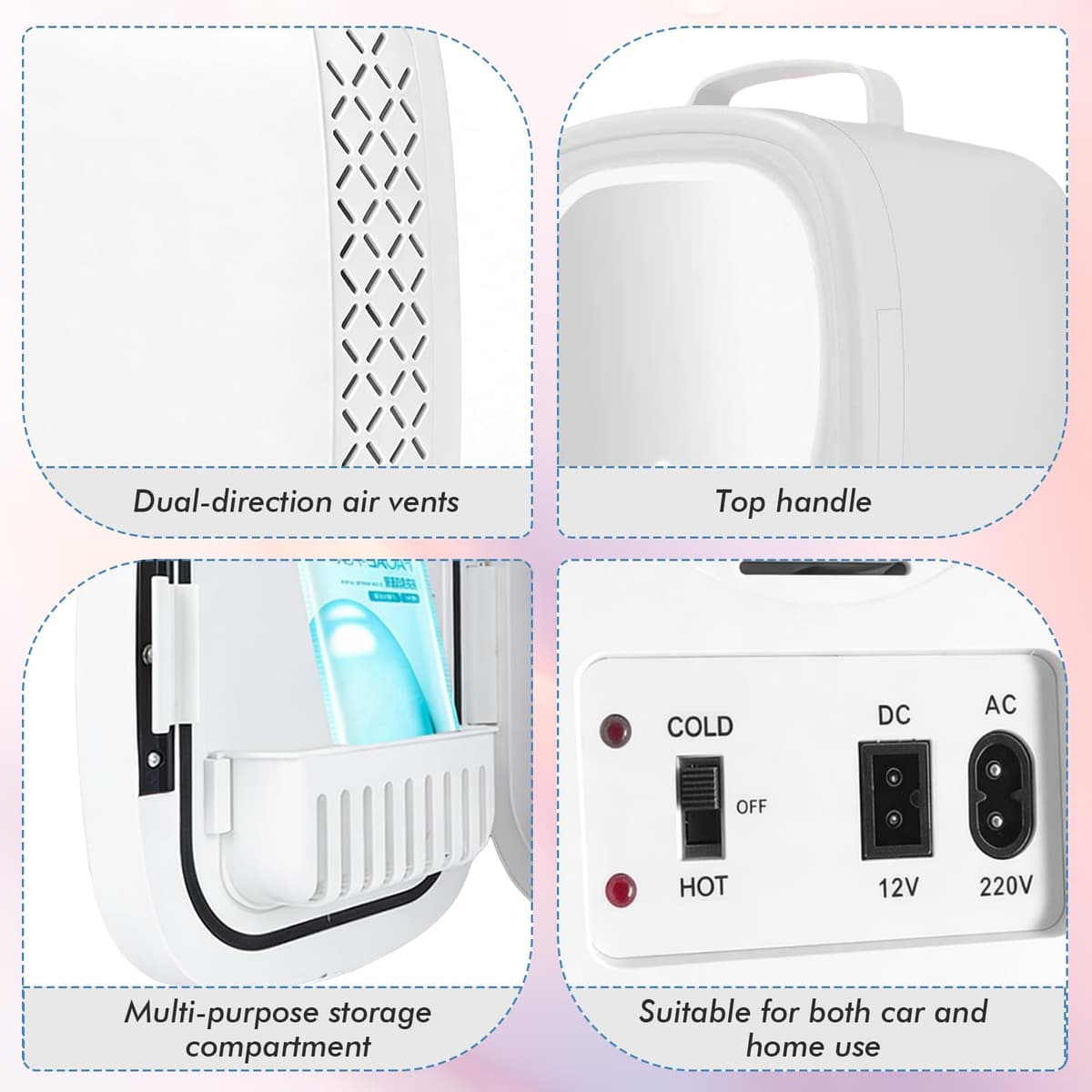 6L Portable Mini Fridge for Skincare with LED Mirror, Thermoelectric Cooler & Warmer for Bedroom, Office, Car – Compact Makeup Refrigerator for Beauty Products, Drinks — view 5