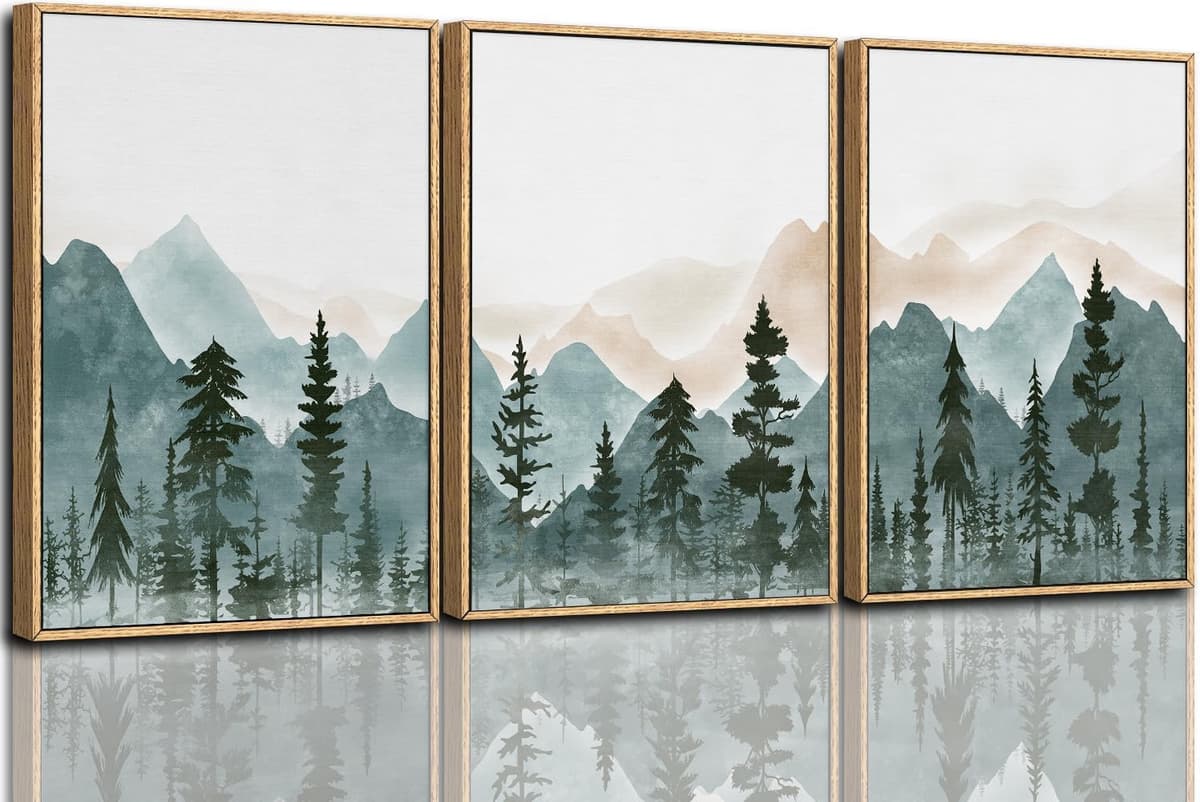 TOARTi Boho Framed Canvas Wall Art Prints, Set of 3 Mid Century Modern Wall Decor, Nature Plants Desert Sun Art Paintings, Bohemian Artwork for Living Room, Bedroom, Dining Room, Office - 12x16 x3 — view 35