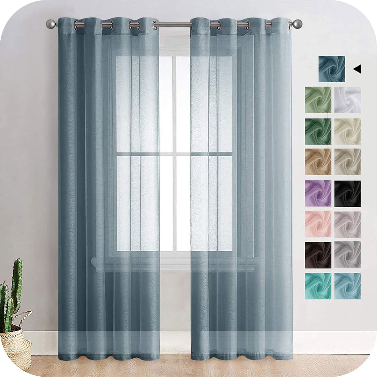 MRTREES Cortina para Ventana Dormitorio Translúcidas Visillos Paneles para Ventanas Sala para Niños Sala Comedor 2 Piezas 140×245cm Blanco — view 22