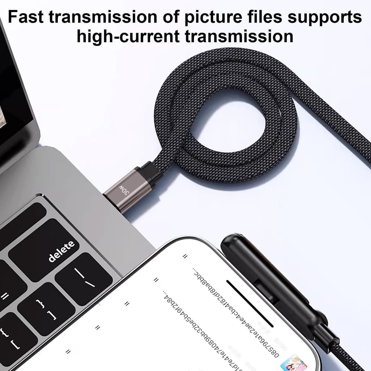1.5M Cable PD to lightning connector de 30W con Soporte Plegable para Móvil, Diseño Trenzado Reforzado, para el hogar, oficina y uso de viaje compatible con iPhone 14 y vieja — view 3