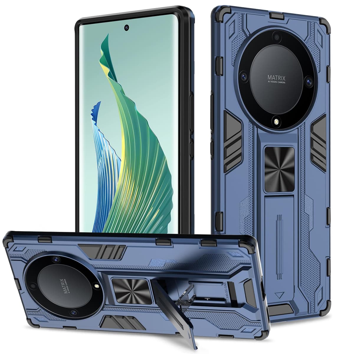 Btstring Funda para Honor Magic 6 Pro, Carcasa Antigolpes con Soporte anular metálico, Case Protectora de Grado Militar, Negro — view 23