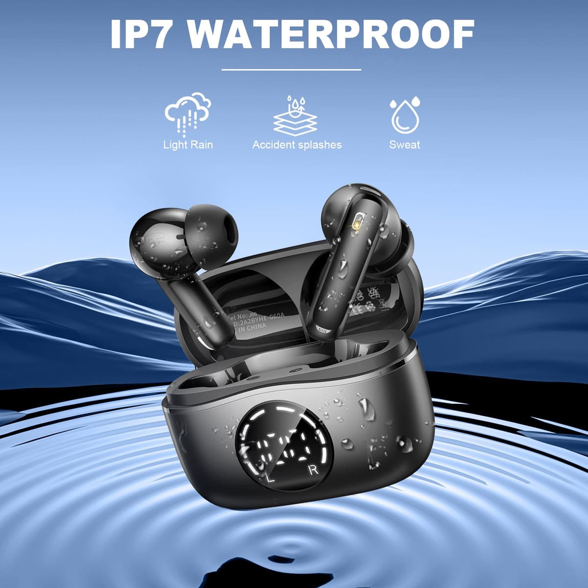 Auriculares Inalambricos Bluetooth, 2026 Cascos Inalambricos Bluetooth 5.4 HiFi Estéreo, 48 Horas Auriculares inalámbricos con ENC Cancelacion Ruido, Pantalla LED/IP7 Impermeable/Carga Rápida Tipo-C — view 5