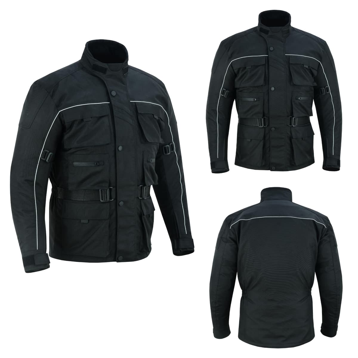 6 Pockets Mens Motorcycle Jacket, Textile Racing Motorbike Jacket, Hi-Vis Biker CE Protective Armored Jackets Mens Waterproof & Mesh Lining Breathable — view 4