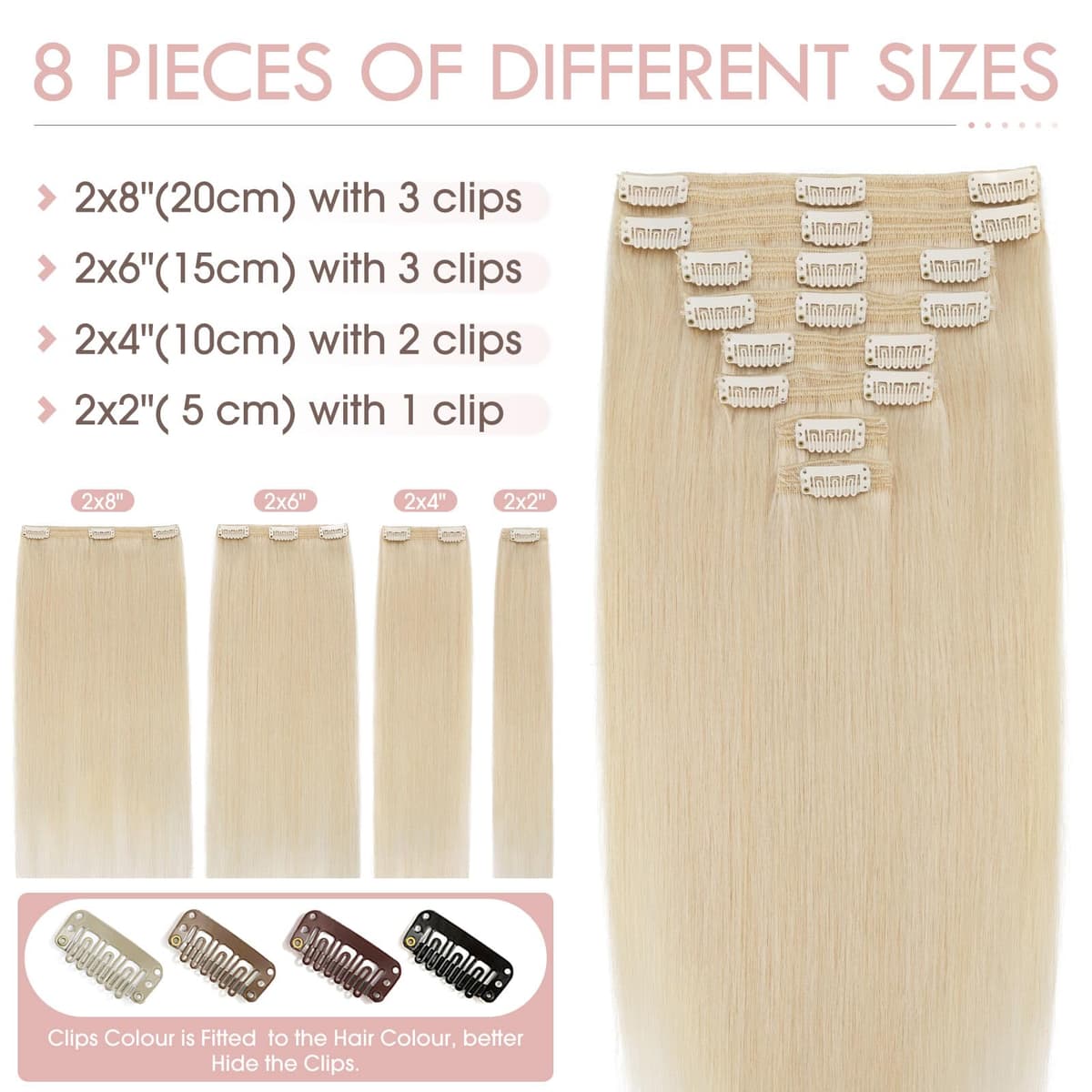 Silk-co 10inch Hair Extensions Clip in Hair Extension Human Hair #04 Medium Brown -Basic Thickness-Thin Weft- 8 Pieces Real Remy Straight Hair Extensions[50g] — view 245