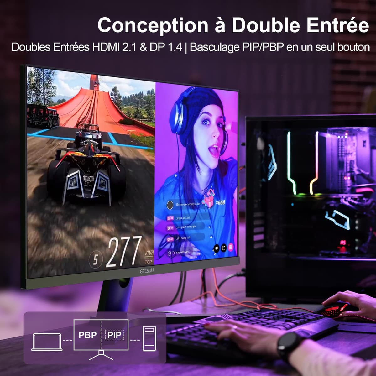 27 Pulgadas Monitor Gaming, 200Hz QHD 1440p, IPS, 95% DCI-P3, Baja Luz Azul, Sin Parpadeos, HDMI 2.1 y DP 1.4 — view 5