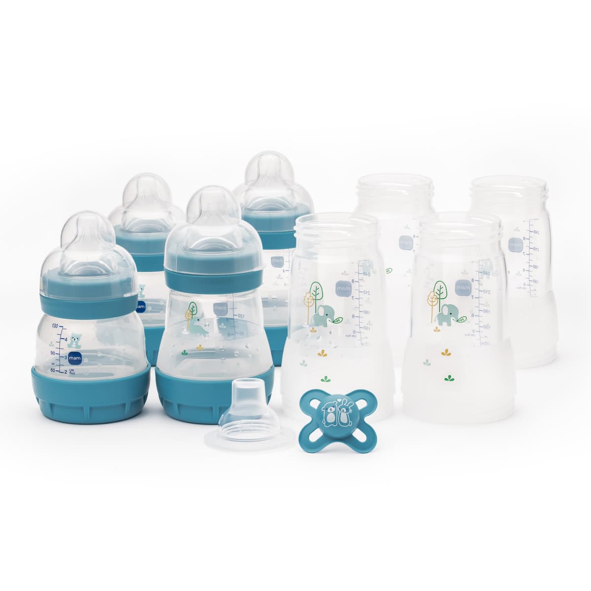 MAM Easy Start Anti-Colic Bottle Starter Set | Includes 4X Feeding Bottles and MAM Original Start 0-2 Month Soother | Self-Sterilising | Baby Gift Set of Newborn Essentials | White (Various Designs) — view 13