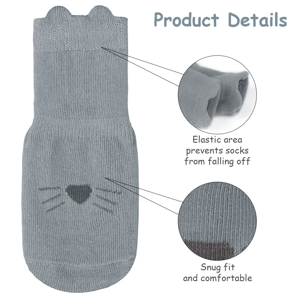 Vicloon Calcetines de Algodón Antideslizantes para Bebés, 5 Pares, Deportivos de 0 a 12 Meses — view 4