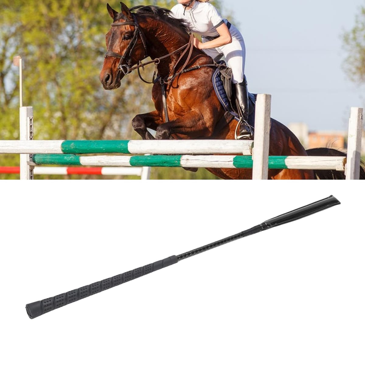 Látigo de Caballo de Charol de Primera Calidad con de Silicona Antideslizante para Carreras Deportivas Ecuestres — view 3