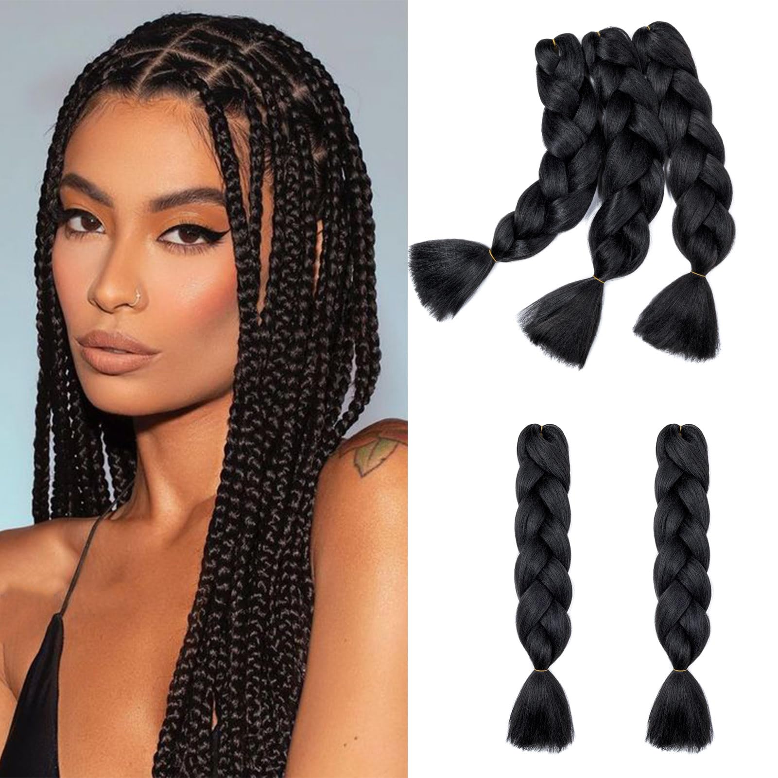 60cm Extensiones de Pelo Trenzas Africanas Castaño Oscuro Extensiones para Trenzas Africanas 1 pcs 100g Kanekalon Pelo para Trenzas Africanas Sintetico Extensiones de Trenzado Cabello Braiding — view 151