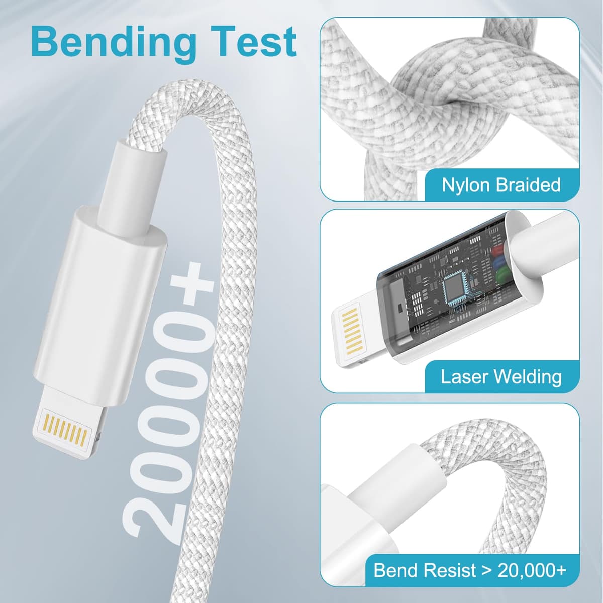 iPhone Charger Cable 1M 2Pack [Apple MFi Certified ], USB to Lightning Cable for iPhone 14 13 12 11 Pro Max XS XR X 8 7 6 Plus SE iPad, Braided iPhone Fast Charger Cable Apple Charging Cable Lead — view 4