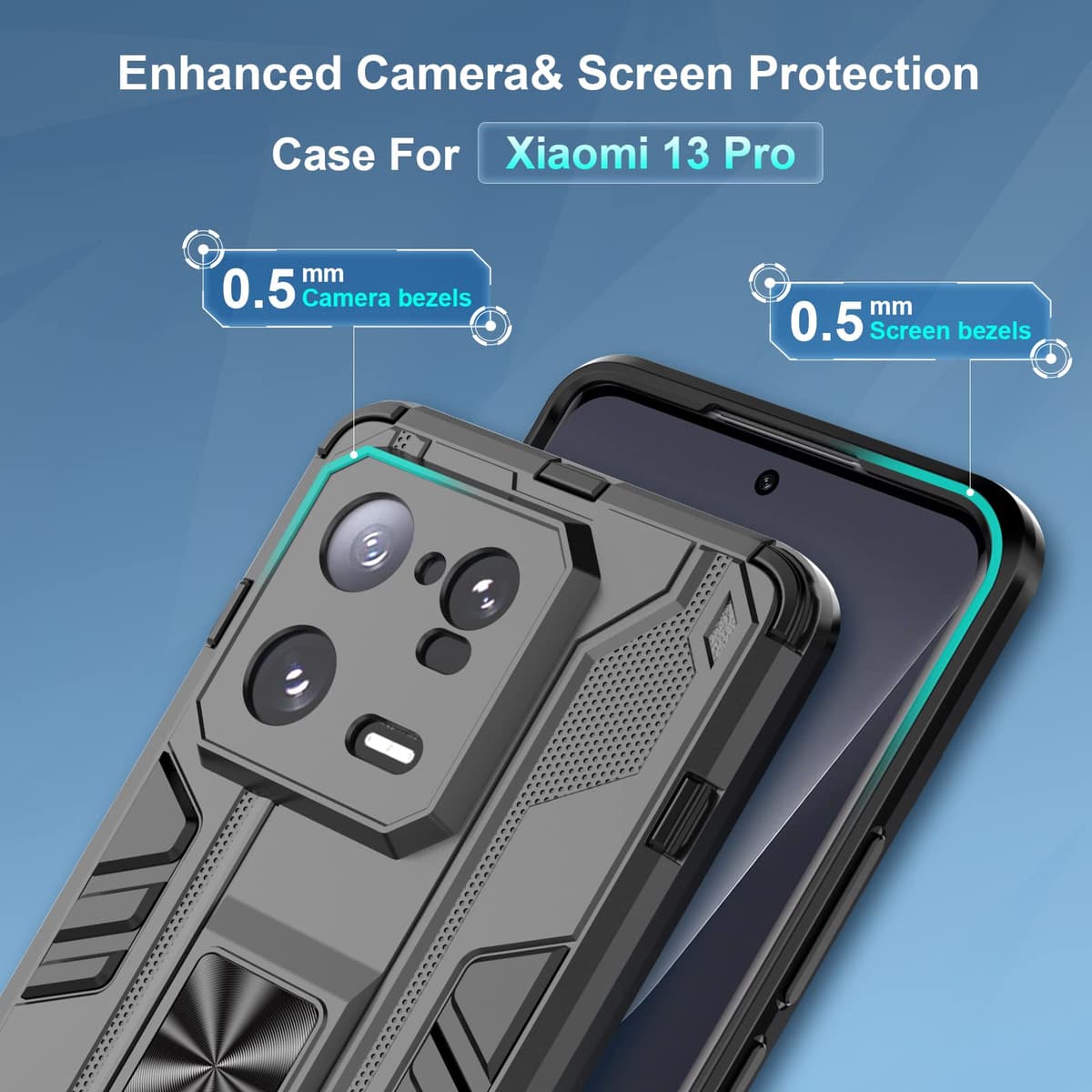Funda para CMF Phone 2 Pro, Carcasa Antigolpes con Soporte anular metálico, Case Protectora de Grado Militar, Negro — view 1648