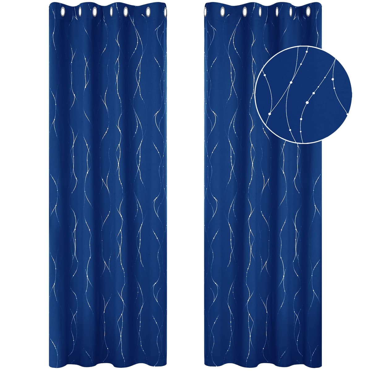 Deconovo Soft Dotted Line Foil Printed Blackout Curtains Thermal Insulated Curtains Eyelet Energy Efficiency Room Darkening Curtains for Bedroom 52 x 72 Inch Light Grey 2 Panels — view 56