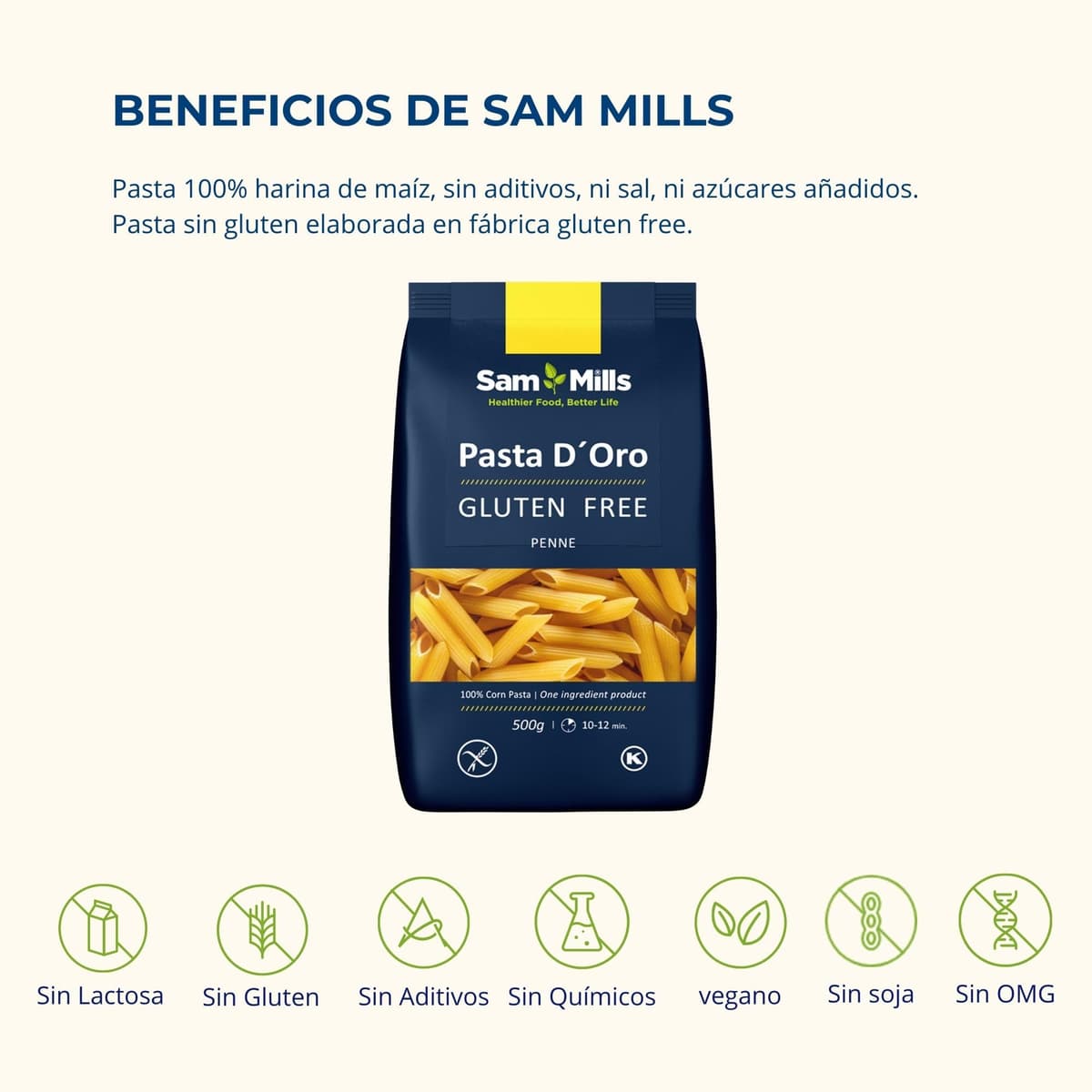 Sam Mills - Plumas Sin Gluten - 1 paquete de 500 g - 100% Harina de Maíz - Fabricado en Instalaciones Sin Gluten - Mejora el Tránsito Intestinal - Ideal para Dietas Veganas — view 5