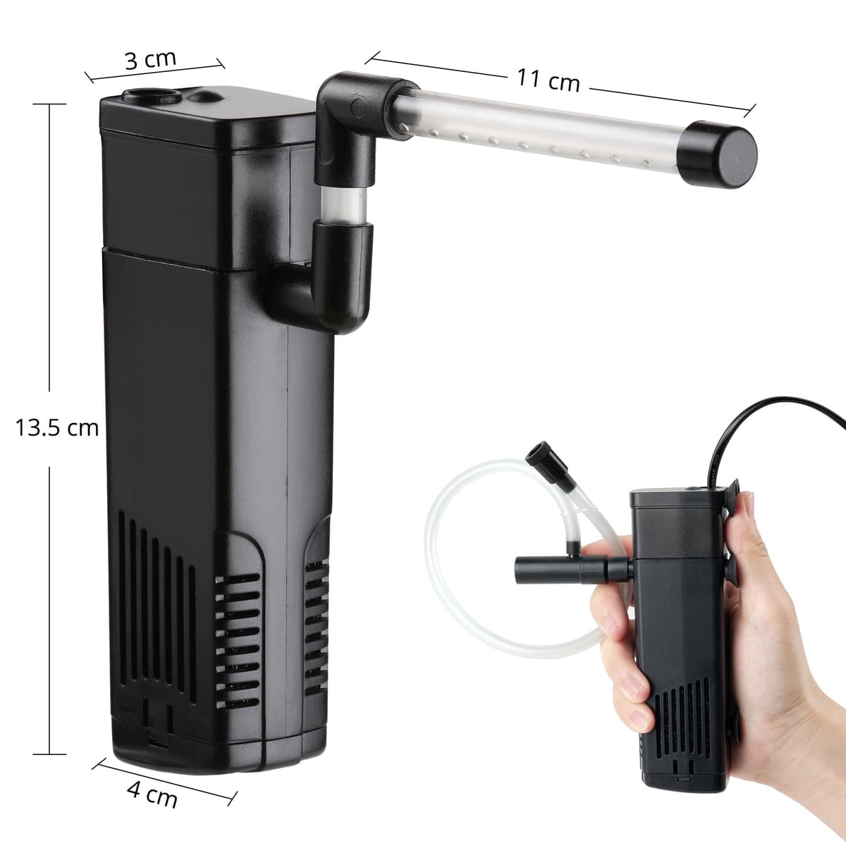 NICREW Filtro para Acuario 40 L, Filtro Acuario Interno con Carbón Activado de Flujo 200 L/H, Filtros Internos para Acuarios, 5 W — view 7