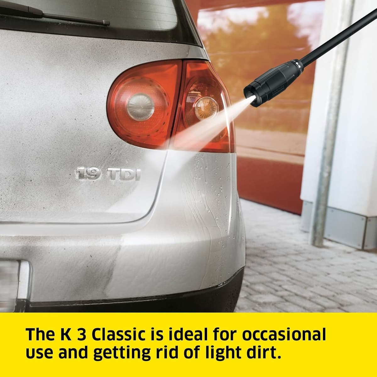 Kärcher K 3 Classic Home pressure washer, pressure: max. 120 bar, flow rate: 380 l/h, area: 25 m²/h, water filter, weight: 4.2 kg, high-pressure hose and gun, dirt blaster, spray lance, Home Kit — view 2