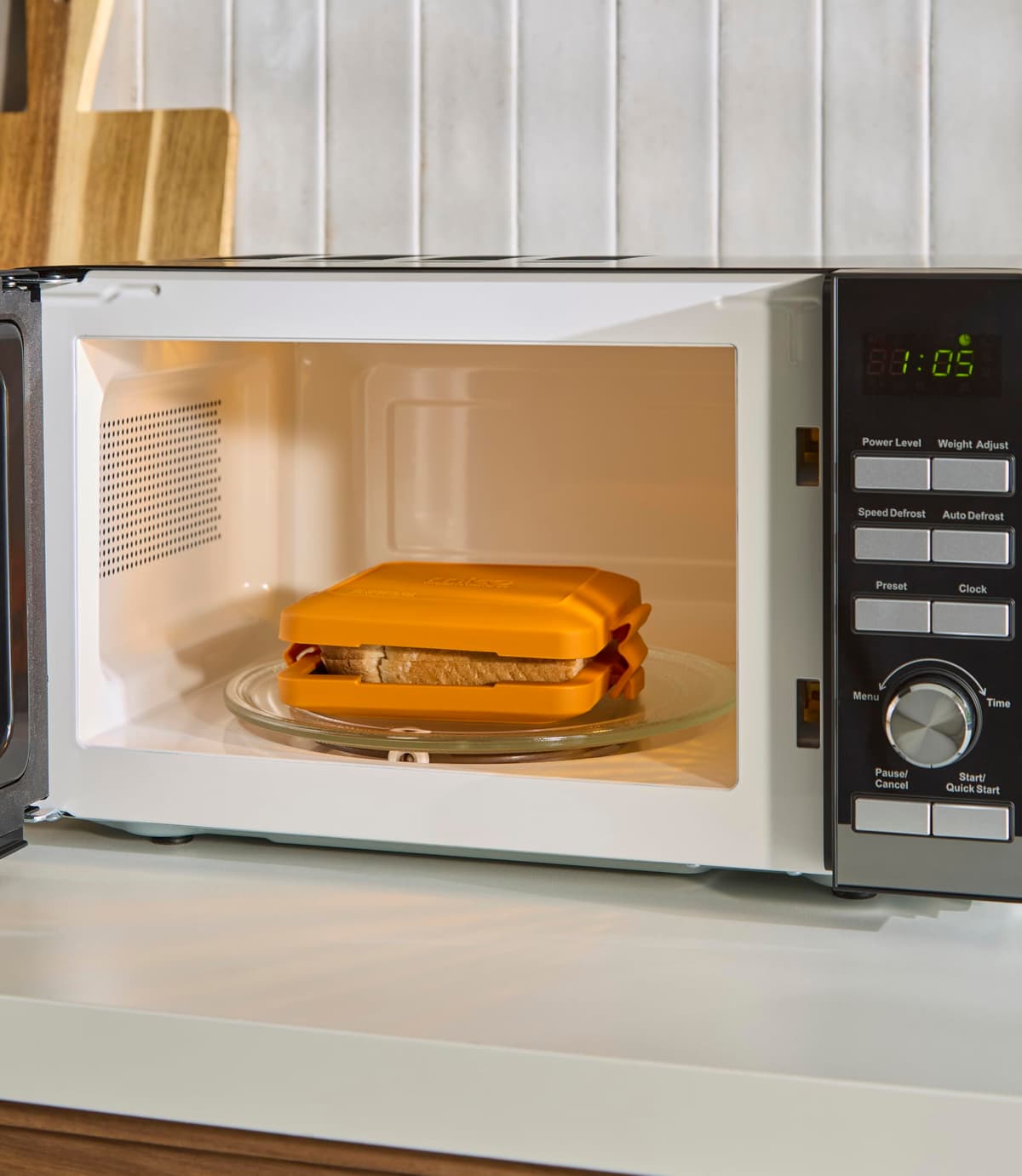 Morphy Richards Digital Microwave with Mirror Glass Door, 20L Capacity, 95 Minute Timer fo Cooking, 6 Power Levels, Defrost mode, Glass Turntable, 800W, Matt Black & Silver, Easy Clean, 511443 — view 4