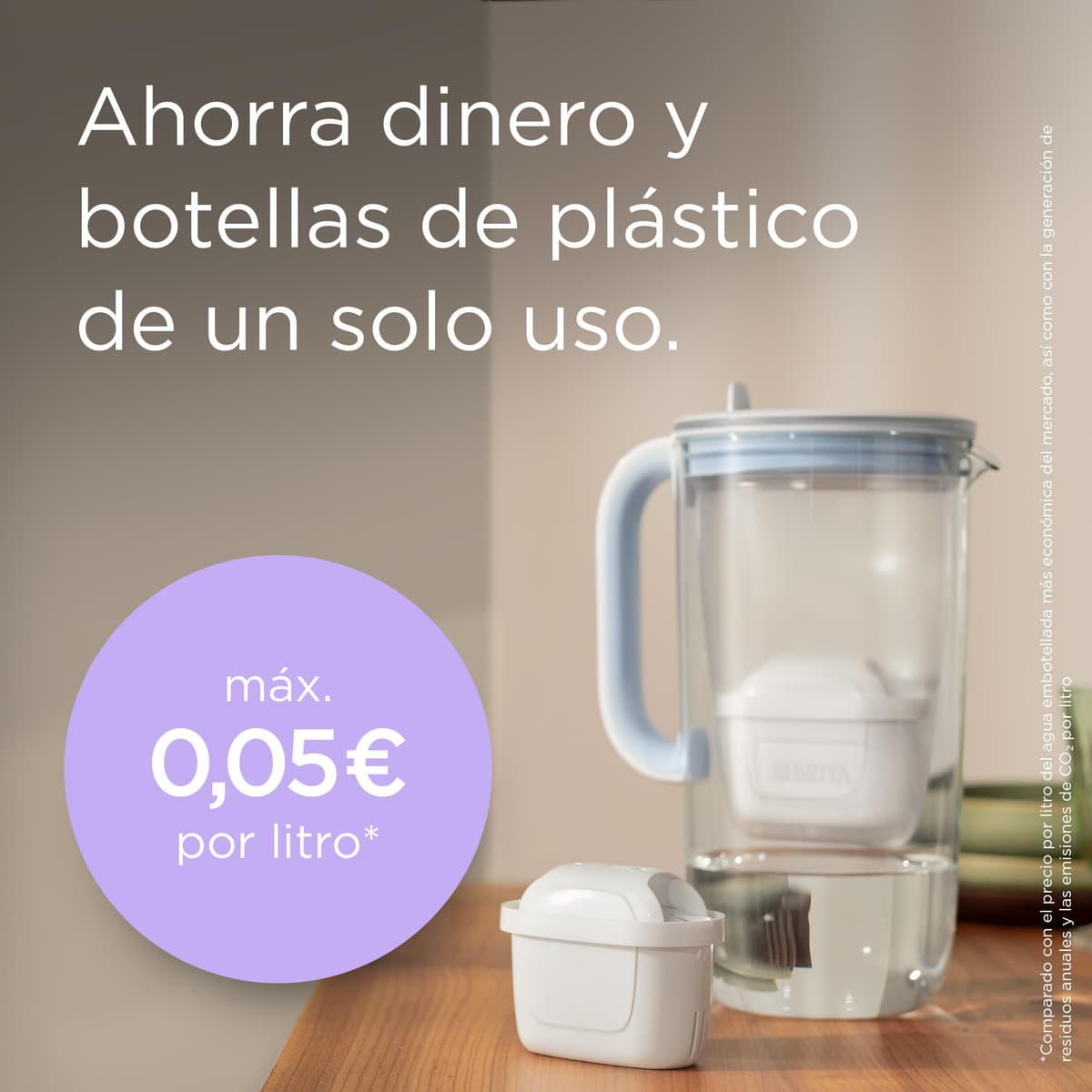 BRITA Jarra de cristal azul (2,5L) incl. 1x filtro MAXTRA PRO All-in-1 Jarra de cristal de diseño premium con tapa abatible de fácil llenado e indicador, que reduce la cal, el cloro y las impurezas — view 5
