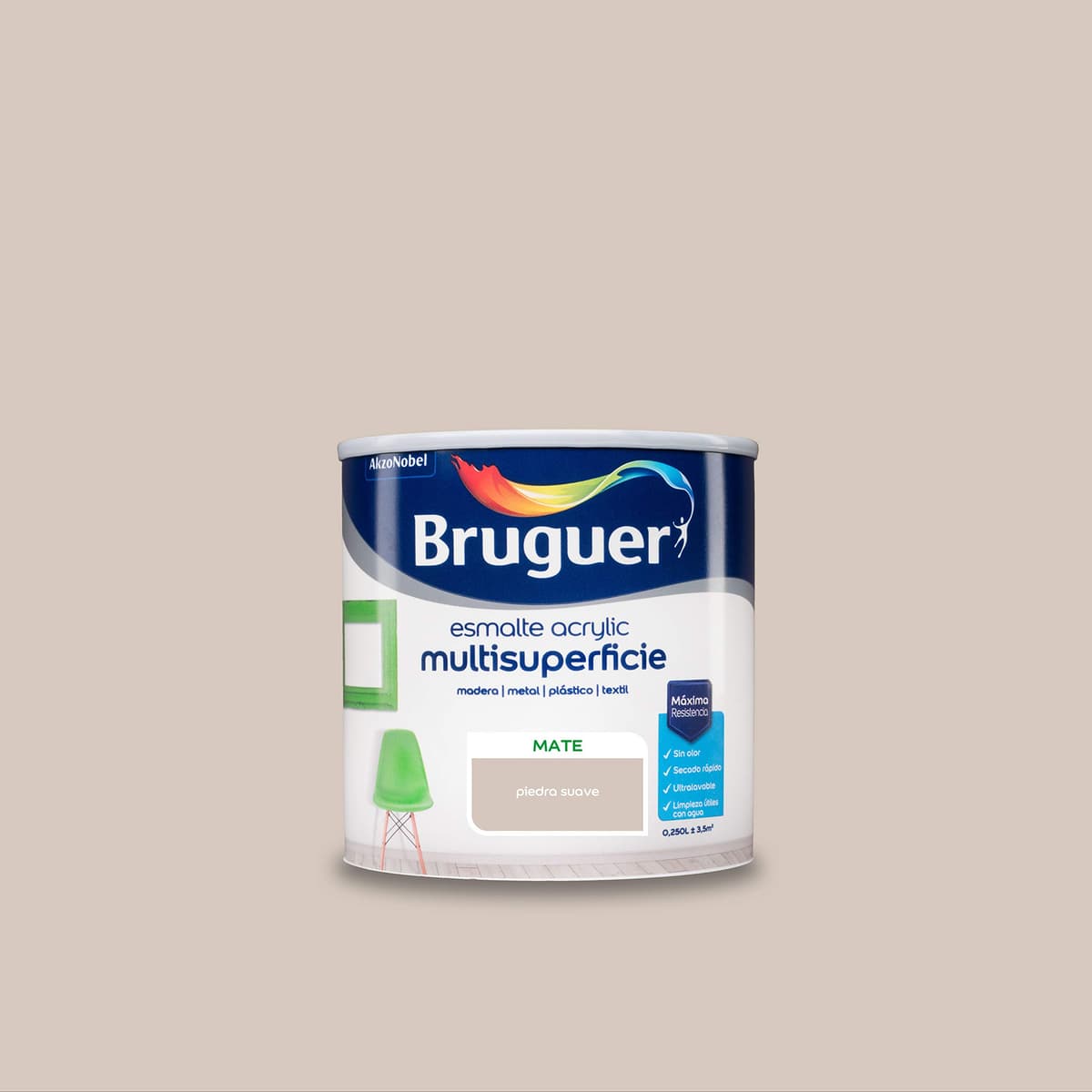 Bruguer Acrylic Multisuperficie Esmalte al agua Satinado - Pintura 750 mL, Blanco Permanente — view 75