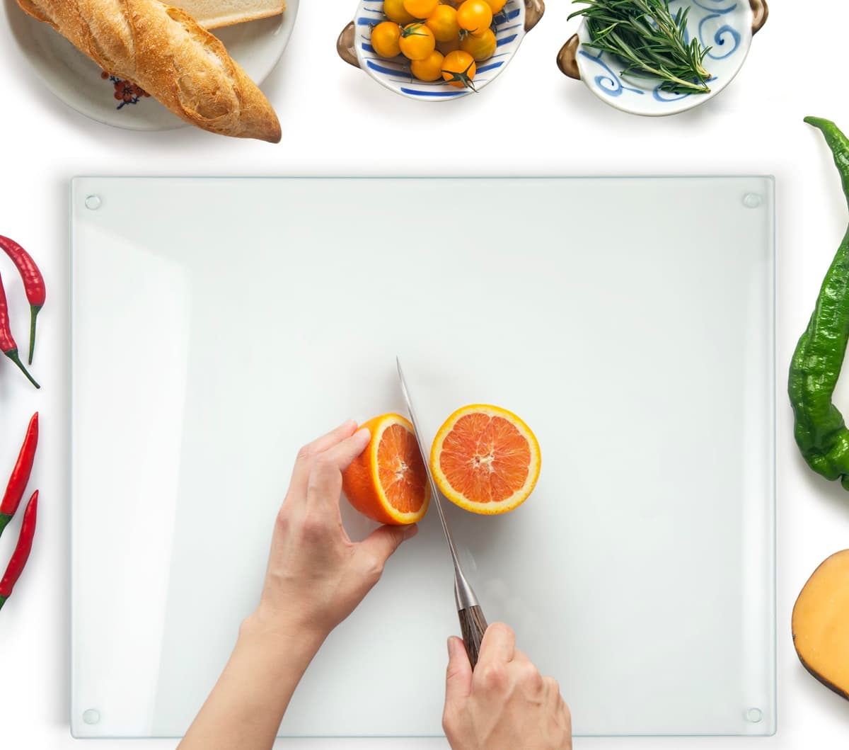 Tabla de Cortar de Vidrio 40 x 30 cm: Protector de Encimera de Vidrio para Cocina - Vidrio Templado Duradero e Higiénico, Resistente a Arañazos - TRANSPARENTE — view 12