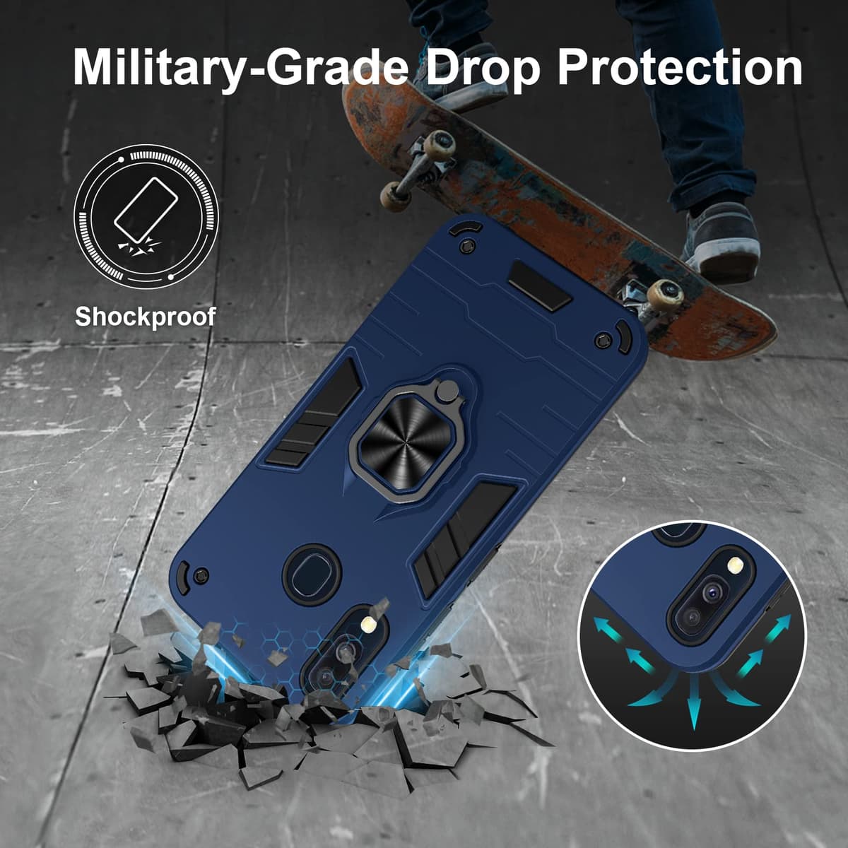 Funda para CMF Phone 2 Pro, Carcasa Antigolpes con Soporte anular metálico, Case Protectora de Grado Militar, Negro — view 1317