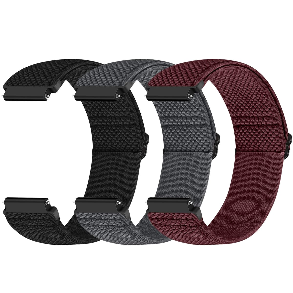 Yunshare Quick Release Watch Strap 18mm 19mm 20mm 22mm 24mm, Elastic Nylon Watch Bands Women Men for Samsung/Garmin/Fossil/Amazfit/Huawei/COROS/Xiaomi Replacement Wristband, 3pcs — view 11