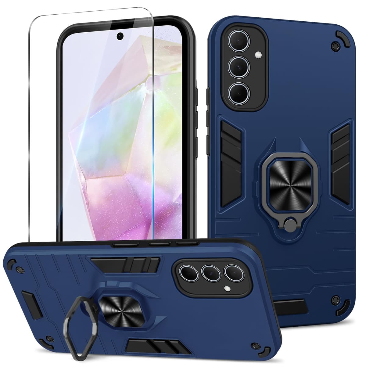 Funda para CMF Phone 2 Pro, Carcasa Antigolpes con Soporte anular metálico, Case Protectora de Grado Militar, Negro — view 711