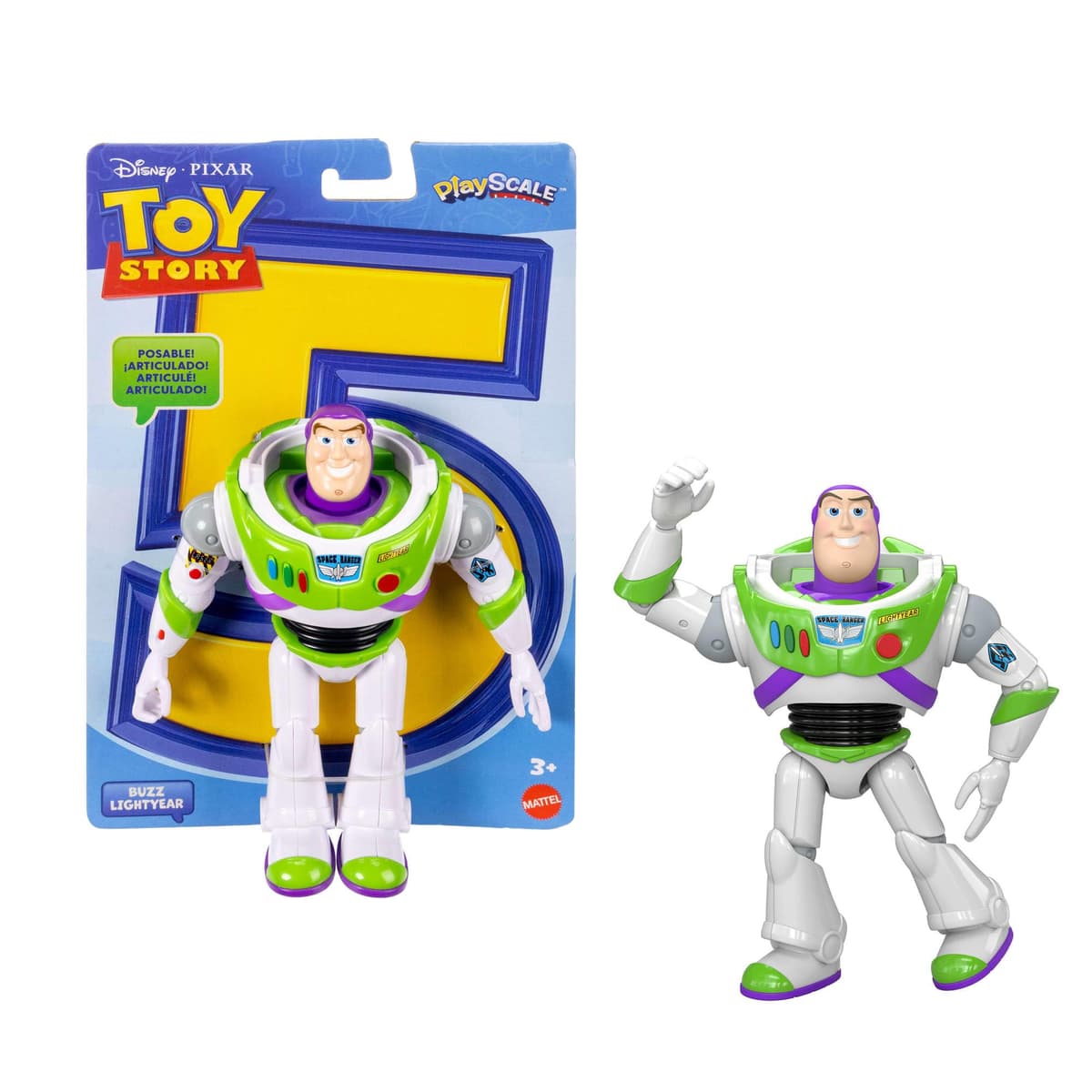 Mattel Disney and Pixar Toy Story Buzz Lightyear Action Figure 7 Inch Tall Space Ranger, 10 Posable Joints, Playscale Movie Accurate