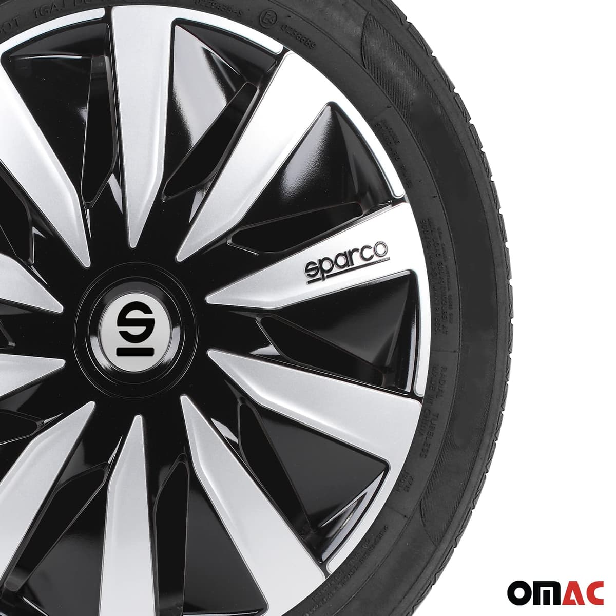 Sparco SPC1491BKSV Tapacubos Lazio, Negro/Plata, Set de 4, 14 pulgadas — view 6
