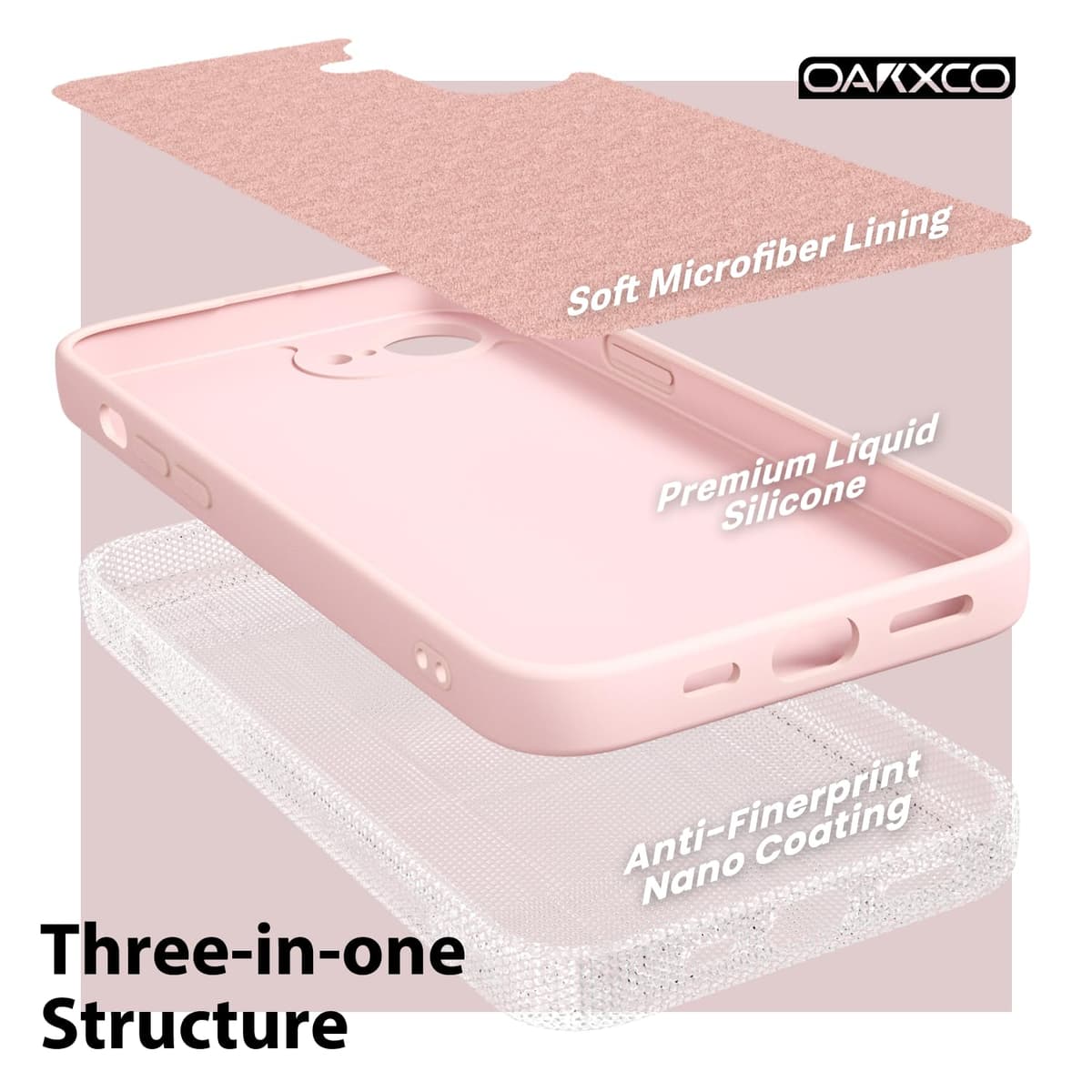 oakxco for iPhone 17 Pro Max Phone Case Liquid Silicone, Cute Thin Slim Grip Soft Rubber Gel for Women Men, Smooth Matte TPU Plain Solid Color Girly Simple Case with Camera Cover, Light Pink — view 2006
