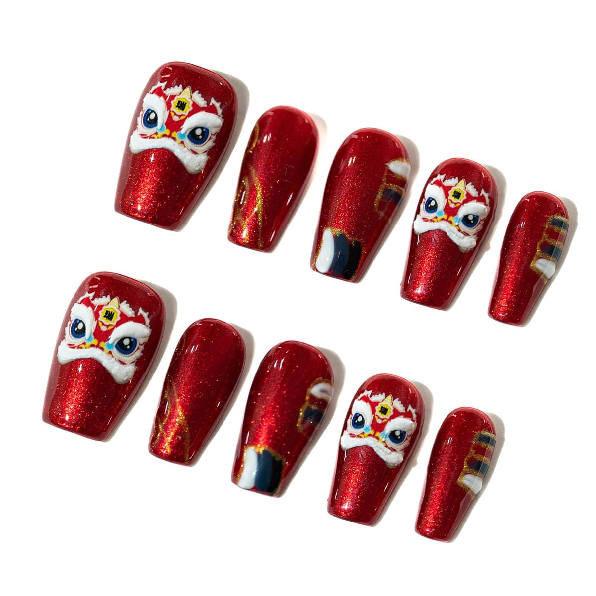 Sun&Beam Nails Handmade Press On Nail Long Coffin Ballerina Pink Flower Acrylic Fake Tip 3D Design Art Charms Cute with Storage Box 10 Pcs (S) — view 260
