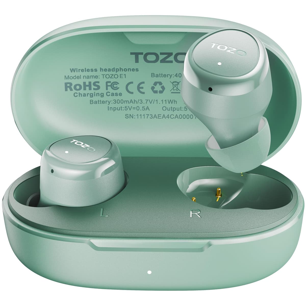 TOZO E1 Wireless Bluetooth 5.3 Headphones with ENC Calls Ultralight EQs Adjustment 30H Playback USB Type C IPX6 Black — view 8