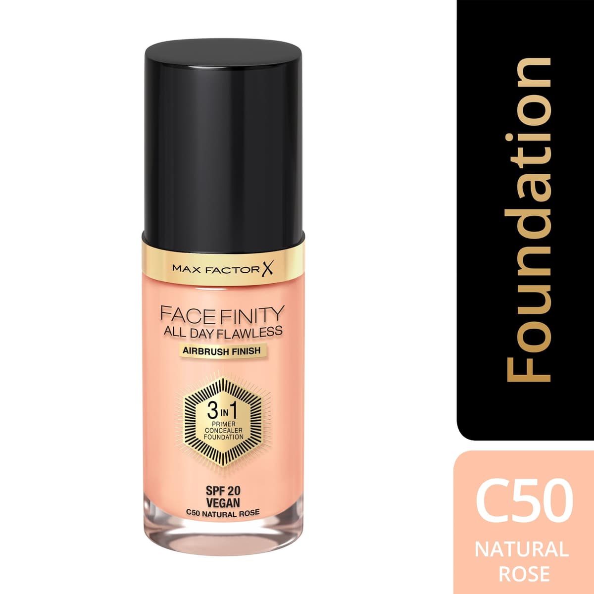 Max Factor - All day flawless 3 in 1 foundation, base de maquillaje, 50 natural — view 2