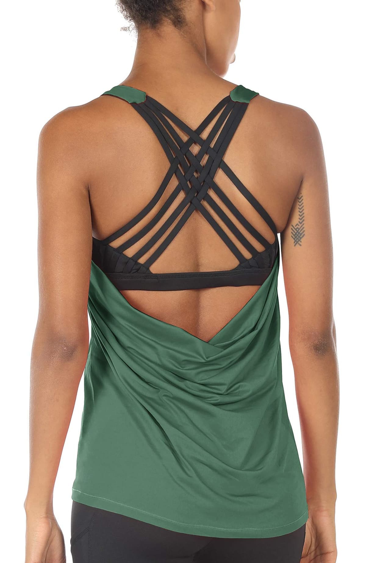 icyzone Camisetas de Yoga para Mujer con Brasier Integrado para Entrenamiento, Gimnasio, Chaleco Deportivo