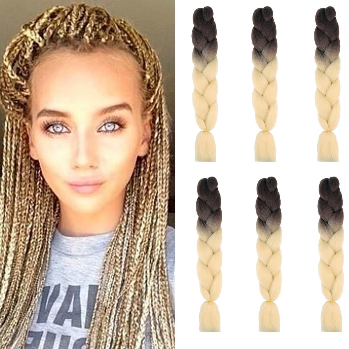 24" Braiding Hair Extension Jumbo Braids Synthetic 3bundles/pack Crochet Hair Afro Box Braid Heat Resistent (Dark Purple) — view 14