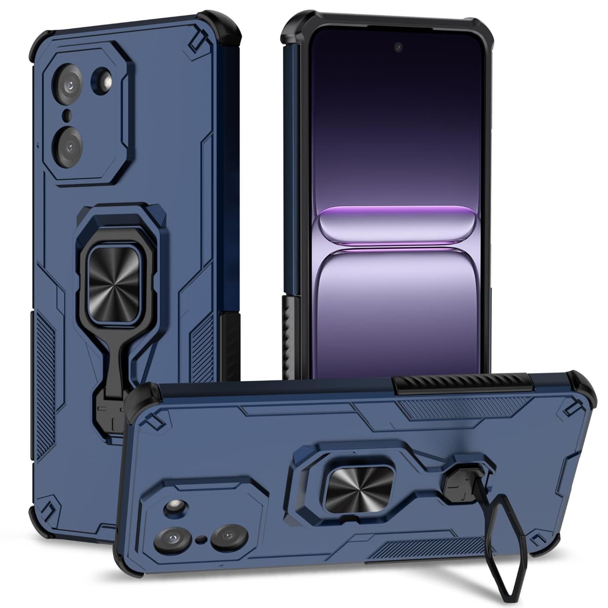 Funda para CMF Phone 2 Pro, Carcasa Antigolpes con Soporte anular metálico, Case Protectora de Grado Militar, Negro — view 503