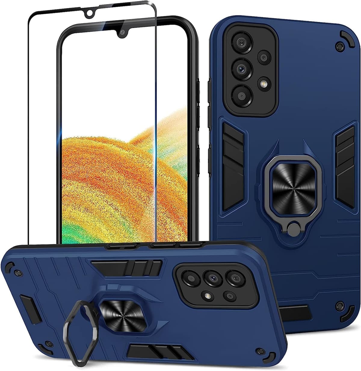 Funda para CMF Phone 2 Pro, Carcasa Antigolpes con Soporte anular metálico, Case Protectora de Grado Militar, Negro — view 220