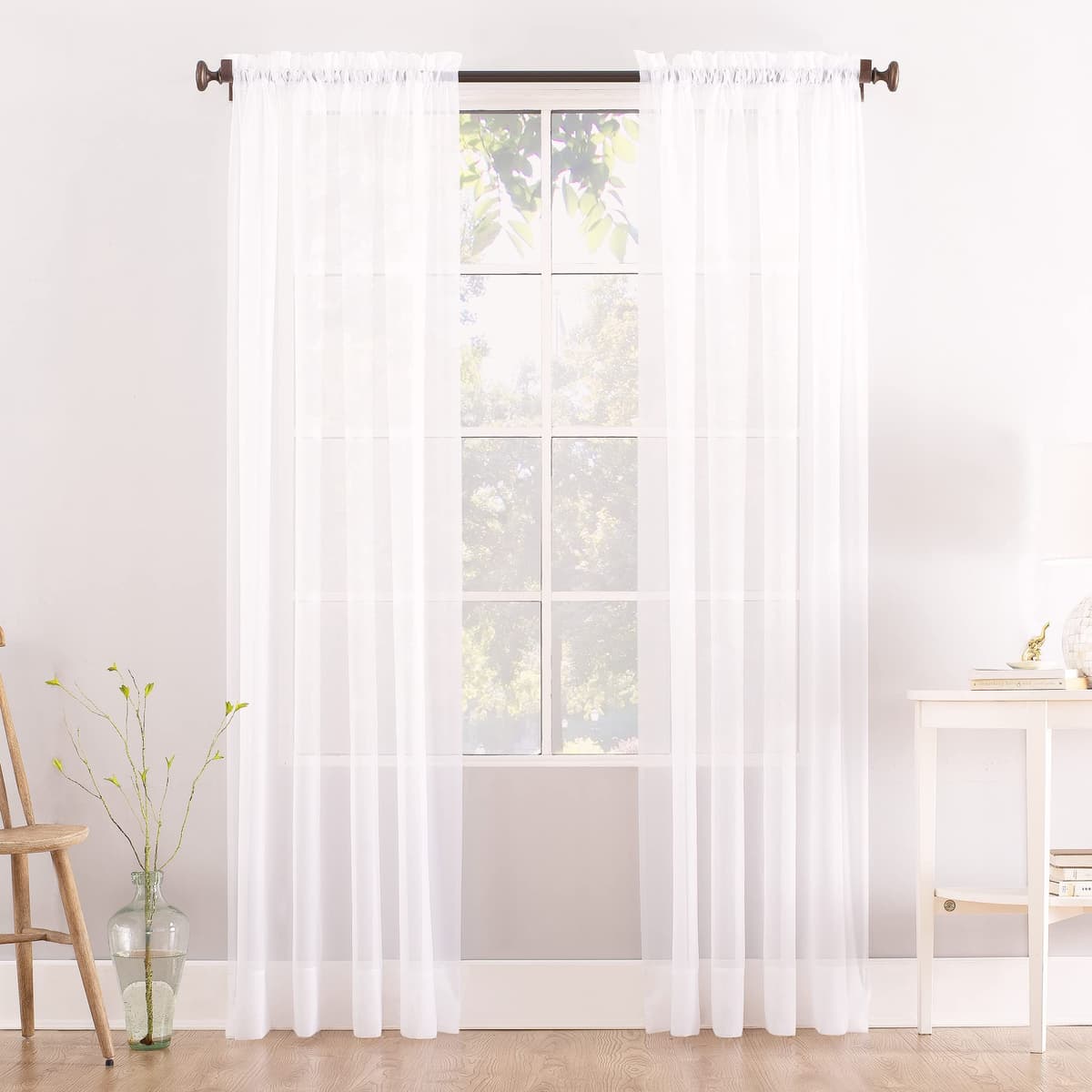 Megachest a pair of slot top voile curtains (Pure White, 56" wideX81 drop 2 Panels) — view 20