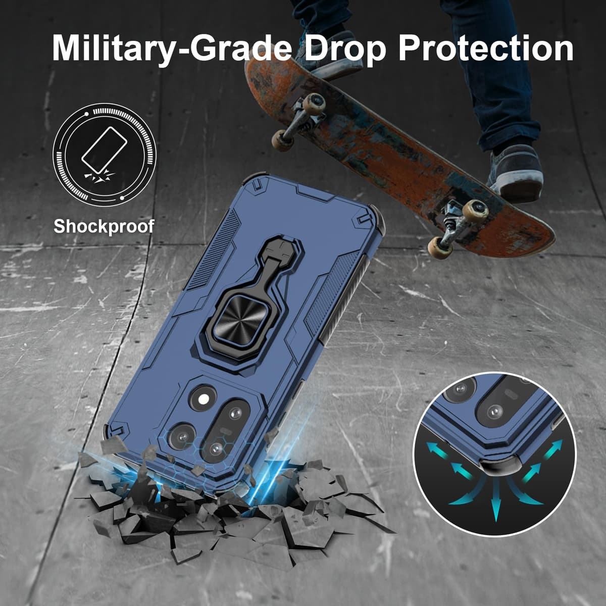 Funda para CMF Phone 2 Pro, Carcasa Antigolpes con Soporte anular metálico, Case Protectora de Grado Militar, Negro — view 1222