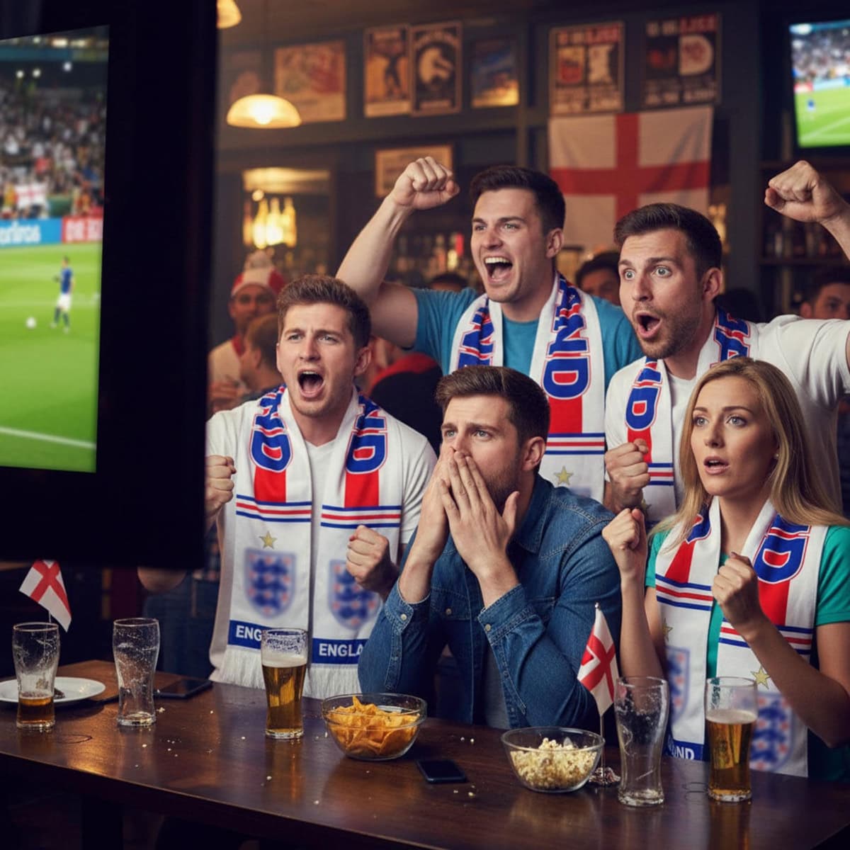 England World Football Cup 2026 Scarf, Red White Blue National Colours England Supporters Scarf for Men Women, World Football Cup Fans Gear for Tournaments Match Day Pub Viewing Sports Events — view 4