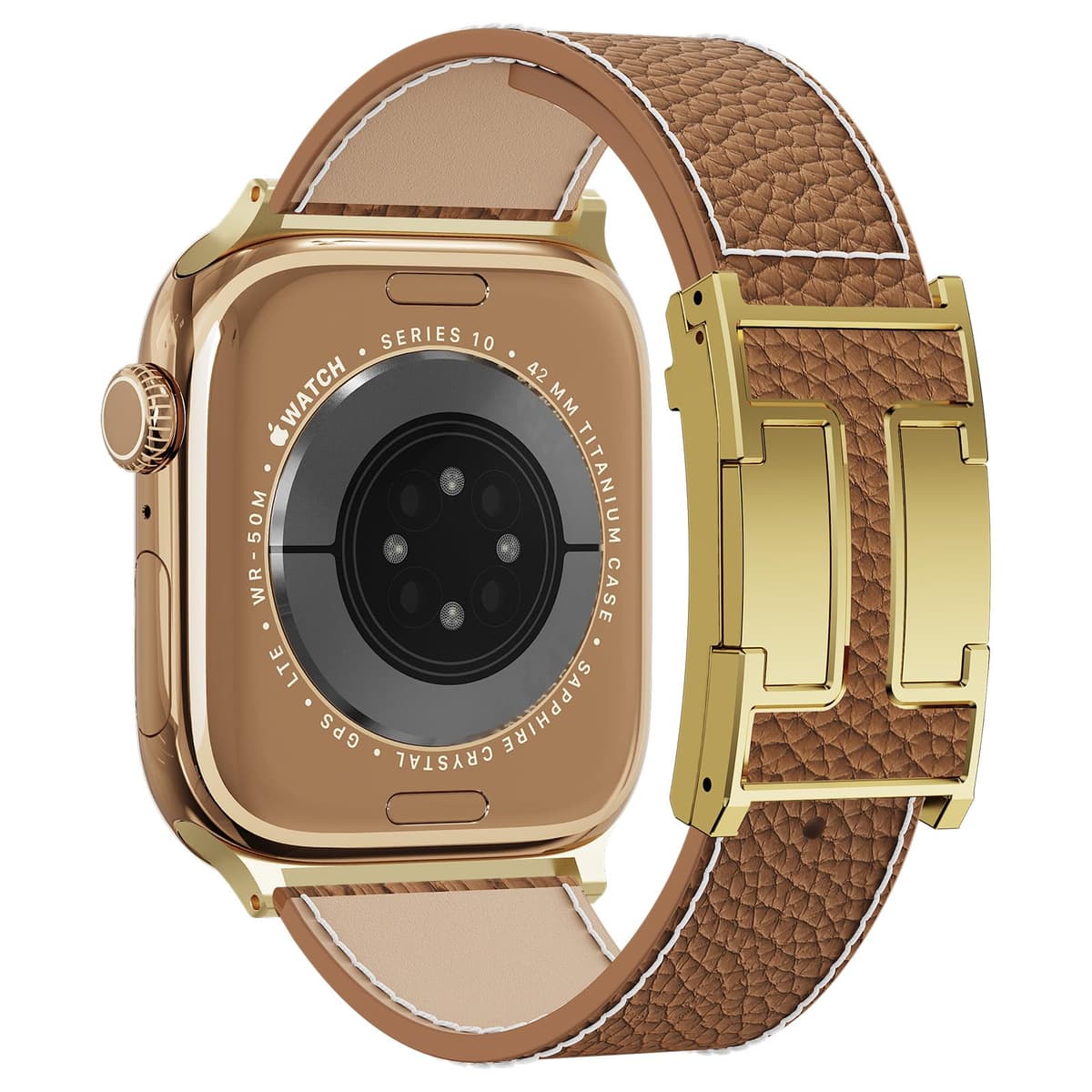 Leather Watch Band with Magnetic Buckle,Dressy Apple Watch Ultra Leather Band Rugged Durable Replacement Strap for Men & Women