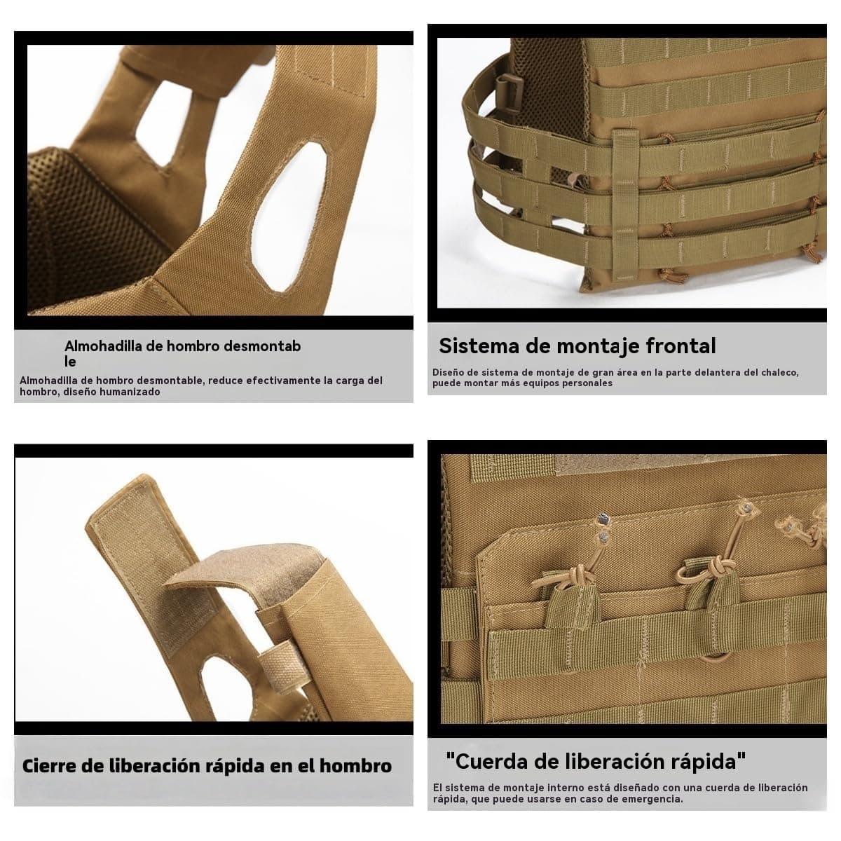 Genérico Chaleco táctico para hombres y mujeres – Portador de pecho ligero para airsoft, chaleco de caza para paintball al aire libre, juego de guerra, ropa de airsoft — view 5