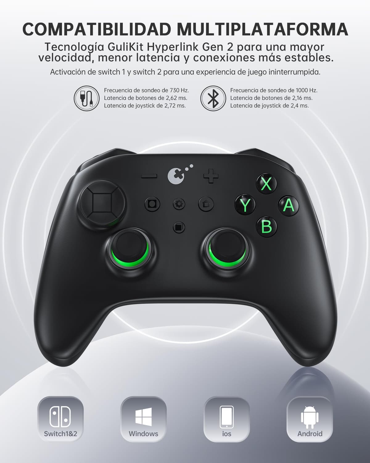 GuliKit TT PRO Mando Inalámbrico para PC, Android, iOS, Switch 1/2, Joystick TMR, con Batería de 950 mAh, Función de Activación y 4 Botones Metálicos Extraíbles en la Parte Trasera, Negro — view 2