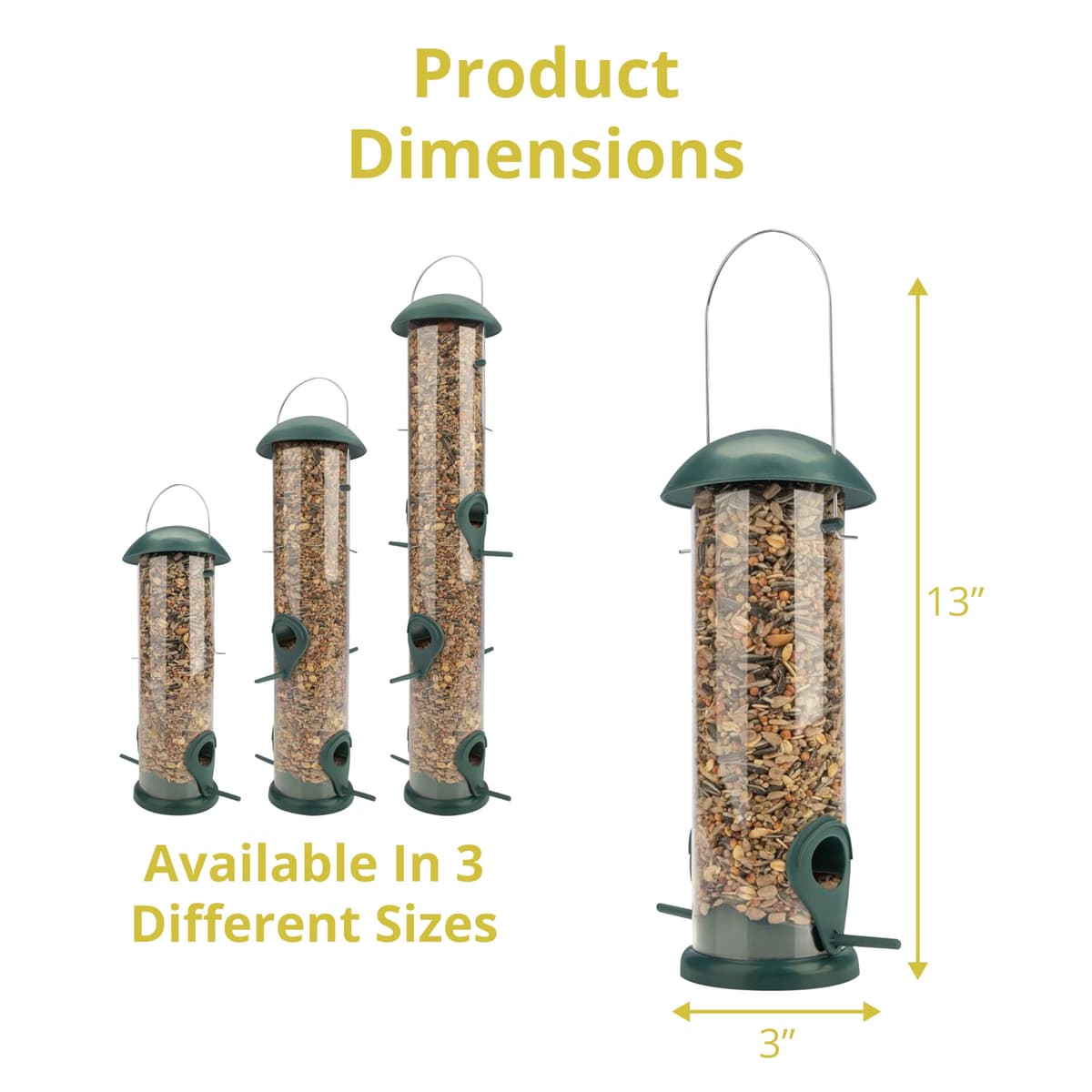 WILDLIFE FRIEND I Comedero para pájaros de Grano, Color Verde, con 2 Zonas de Acceso, estación de alimentación para pájaros, Columna de alimentación, Granos para Aves Silvestres (20cm) — view 4