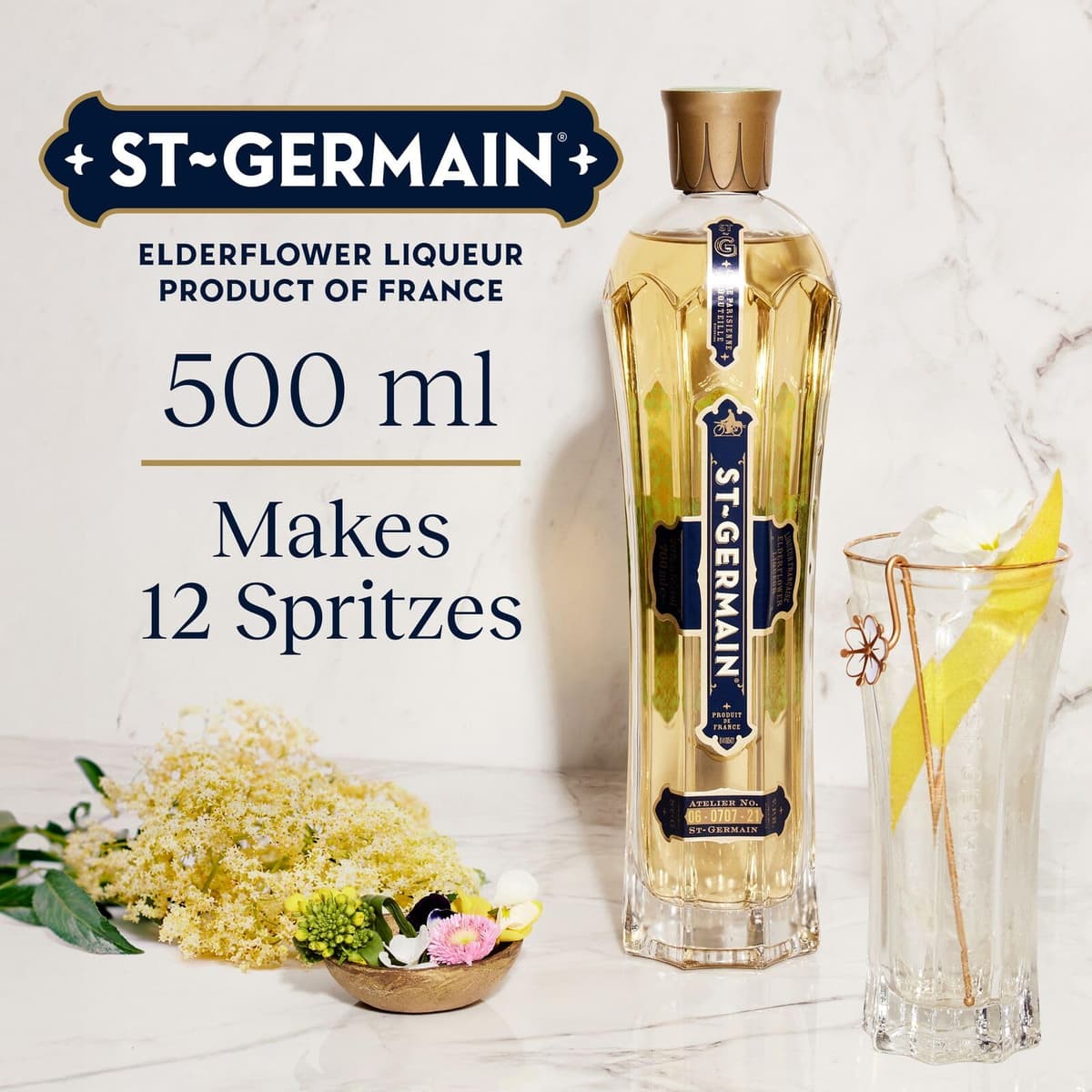 ​​St-Germain French Artisanal Elderflower Liqueur, 20% vol., 50 cl / 500 ml - For the Light and Bright St-Germain Spritz, Made with Wild Handpicked Elderflowers, Transforms Any Cocktail​ — view 2